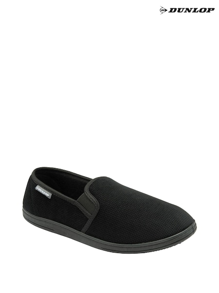 Dunlop Black Mens Twin Gusset Full Slippers (513735) | £20