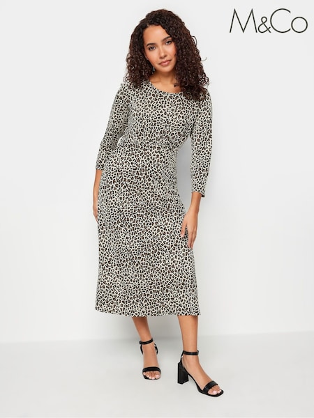 M&Co Brown Gathered Waist Midi Dress (513899) | £34