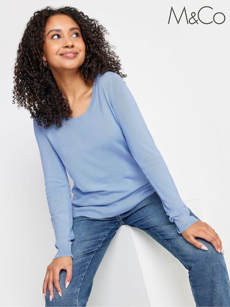 M&Co Blue Petite Crew Neck Jumper (514102) | £24