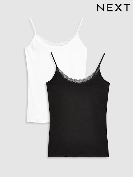 Black/White Lace Trim Vests 2 Pack (514990) | £14