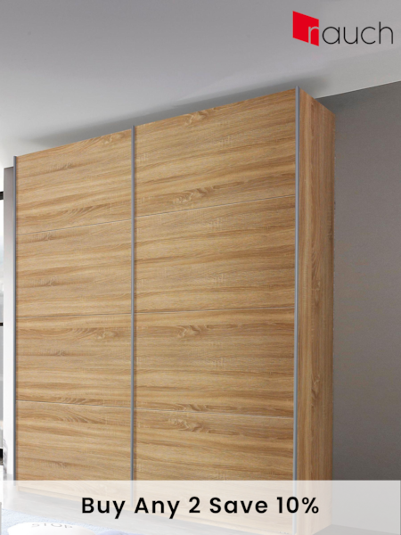 Rauch Oak Cameron 1.8m Sliding Wood Semi Fitted Wardrobe (515020) | £620