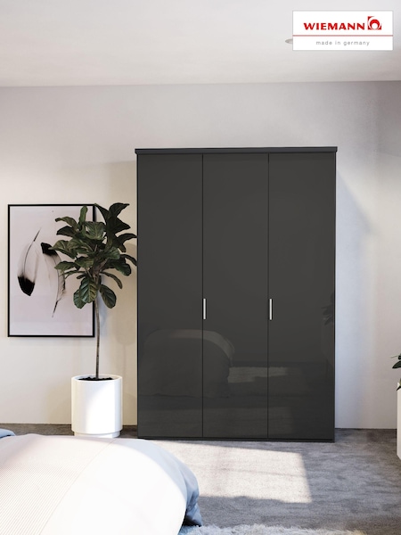 Wiemann Peyton Graphite Glass Semi Fitted Triple Wardrobe (515913) | £775