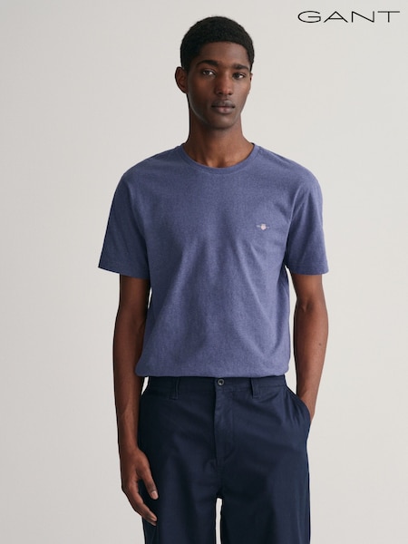 GANT Blue Melange 100% Cotton Shield Logo T-Shirt (516033) | £40