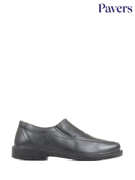 Pavers Black Pavers Wide Fit Leather Slip On Black Shoes (517758) | £40