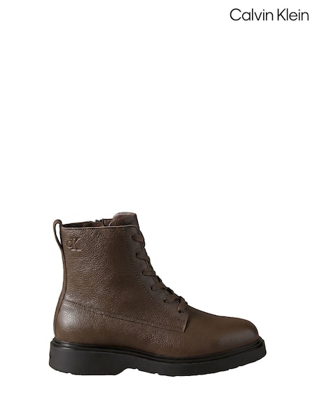 Black - Regular Calvin Klein Leather Zip Lace-up Boots