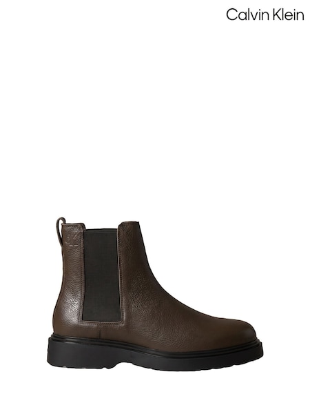 Black - Regular Calvin Klein Leather Lug Chelsea Boots