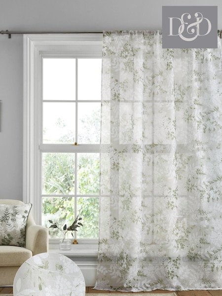 Dreams & Drapes Green 100% Cotton Tiverton Voile Panel (518968) | £16 - £19
