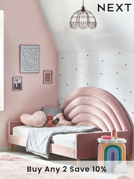 Opulent Velvet Blush Pink Kids Rainbow Upholstered Daybed (519059) | £710