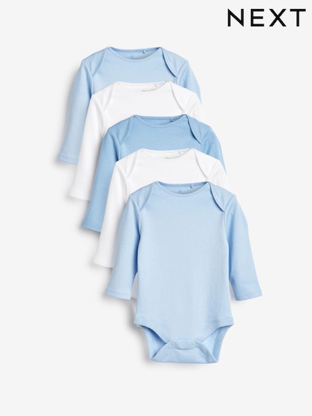 Blue 5 Pack Baby Long Sleeve Bodysuits (520271) | £11 - £13