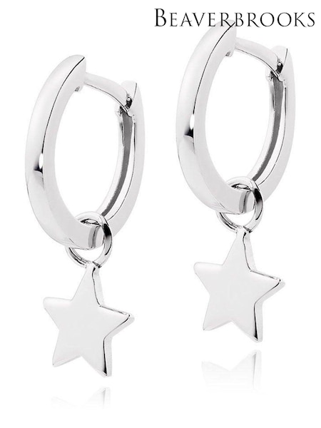 Beaverbrooks Sterling Silver Star Charm Hoop Earrings (521123) | £49