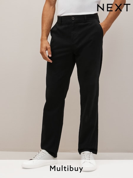 Black Straight Fit 100% Cotton Chino Trousers (521439) | £18