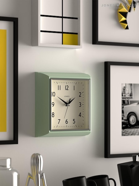 Jones Clocks Green A Retro Square Wall Clock (521545) | £30