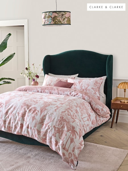 Clarke & Clarke Pink 200 Thread Count Duvet Cover and Pillowcase Set (521726) | £40 - £75