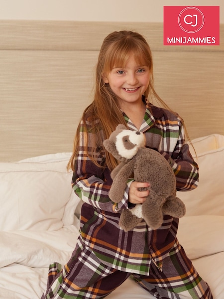 Brown - Cyberjammies Lightly Brushed Check Pyjamas Set
