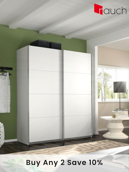 Rauch White Cameron 1.8m Sliding Wood Semi Fitted Wardrobe (522511) | £620