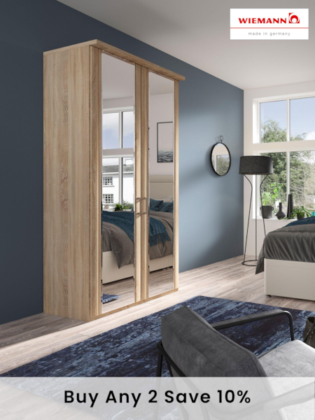 Wiemann Rustic Oak Torquay Mirror Double Semi Fitted Wardrobe (523029) | £910