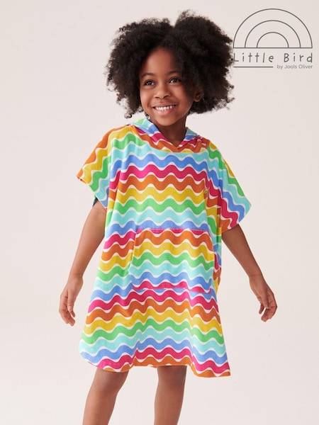 Little Bird by Jools Oliver Multi Pastel Rainbow 100% Cotton Hooded Towelling Beach Poncho (523934) | £20 - £24