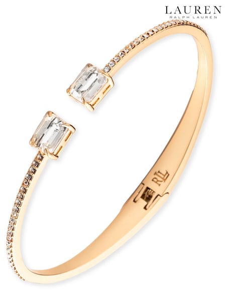 Gold Tone - Lauren Ralph Lauren Crystal Boxed Cuff Bangle