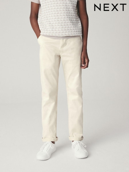 Ecru Neutral Regular Fit Stretch Chino Trousers (3-17yrs) (525543) | £11 - £16
