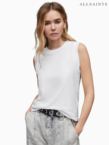 AllSaints White Imogen 100% Cotton Tank Top (525740) | £25