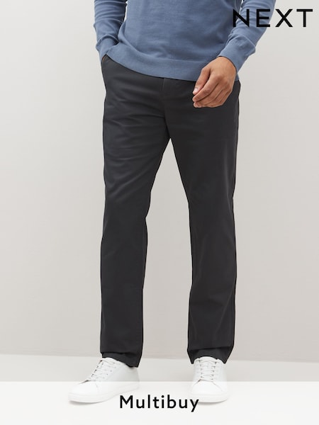 Grey Straight Fit 100% Cotton Chino Trousers (526305) | £18