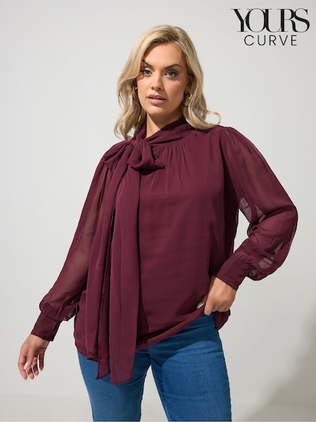Red - Yours Curve London Dramatic Side Bow Blouse