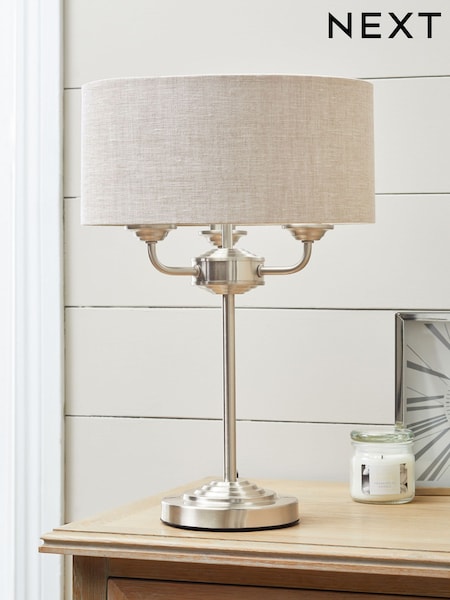 Brushed Chrome Burford 3 Light Table Lamp (526902) | £65