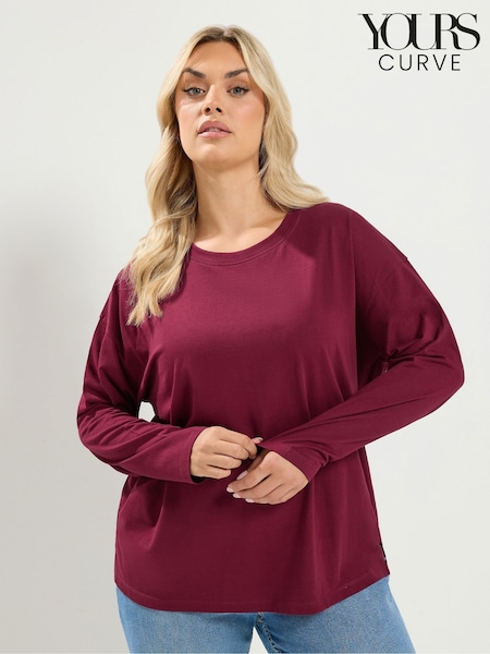 Red - Yours Curve Oversized Long Sleeve Top