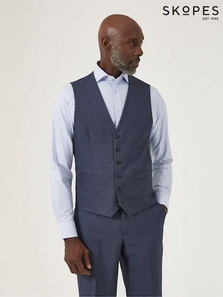 Skopes Blue Harcourt Double Breasted Slim Fit Suit Waistcoat (527390) | £50