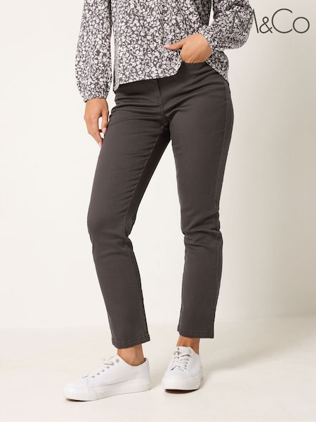 Brown - M&co Petite Straight Leg Jeans