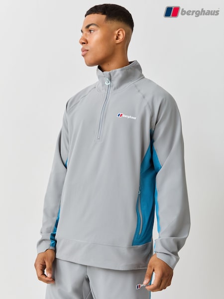 Grey - Regular Berghaus Wavertree Half Zip Tech T-shirt