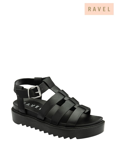 Ravel Black Fisherman Sandals On a Flatform Wedge Unit (529299) | £50