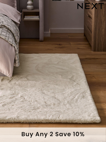 Ivory Plush Faux Fur Rug (530284) | £30 - £160