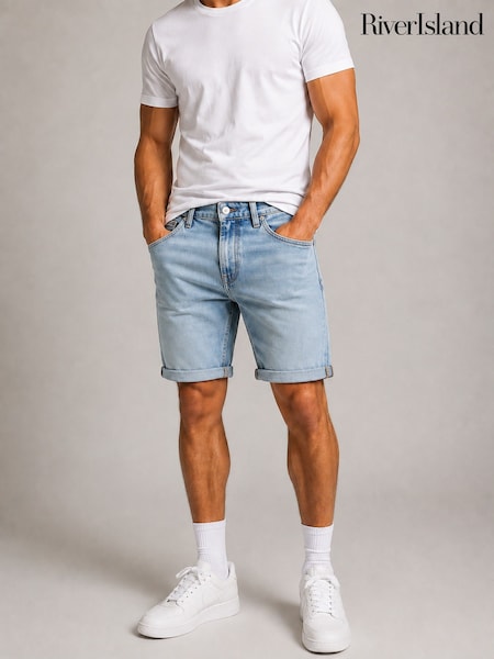 Blue - Regular River Island Turn Up Shorts