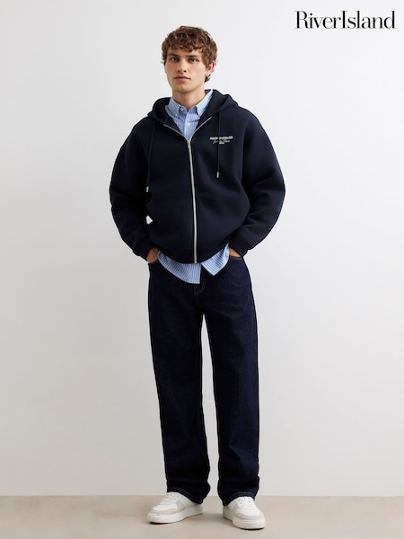 Blue - Regular River Island Oversized Premium Maison Hoodie