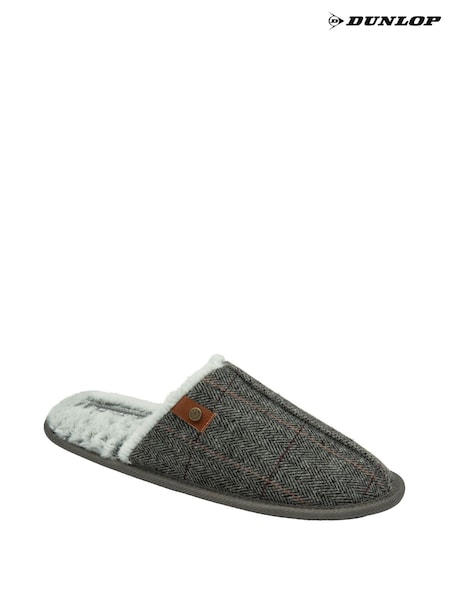 Dunlop Grey Closed Toe Mens Mule Slippers (532270) | £19