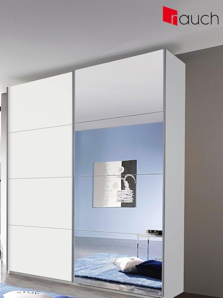 Rauch White Cameron Wood and Mirror Sliding Semi 1.8m Sliding Fitted Wardrobe (532750) | £667
