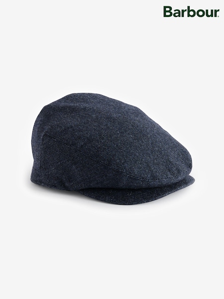 Barbour® Blue Barlow Wool Mix Flat Cap (533783) | £33
