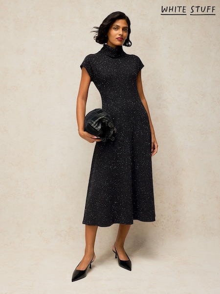 Black - White Stuff Ruby Roll Neck Sparkle Dress