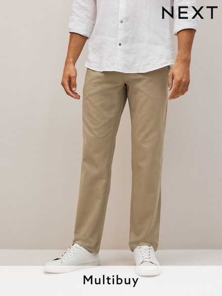 Stone Natural Straight Fit 100% Cotton Chino Trousers (536923) | £18