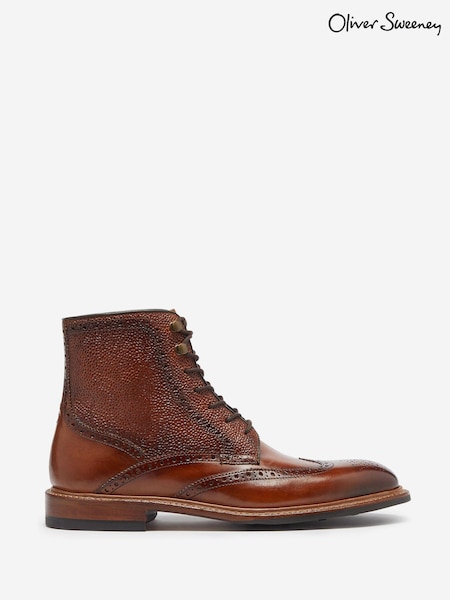 Oliver Sweeney Blackwater Grain Leather Lace-Up Brown Boots (537436) | £299