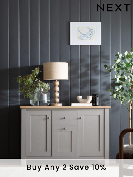 Dove Grey Malvern Oak Effect Large Slim Sideboard (538507) | £260