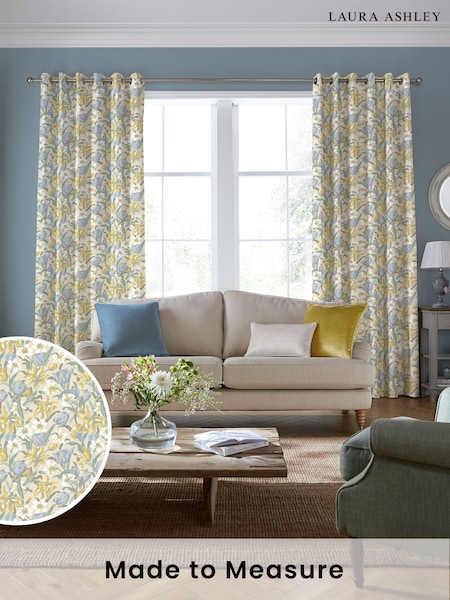Laura Ashley Gold Tulips Made to Measure 100% Cotton Curtains (538888) | £100