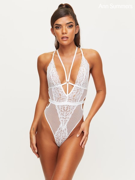 Ann Summers White The Obsession Floral Print Lace Body (539868) | £26