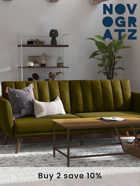Novogratz Green Brittany Linen Sofa Bed (540100) | £420