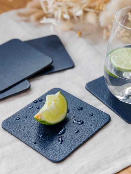 Lara-May Set of 8 Royal Blue Leather Coasters and Placemats (540667) | £42