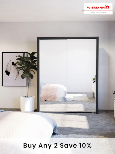 Wiemann Graphite Peyton Mirror Sliding 1.6m Sliding Semi Fitted Wardrobe (540987) | £1,025