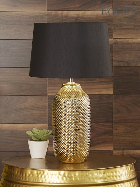 Pacific Gold Textured Ceramic Table Lamp (542267) | £60