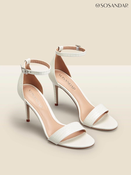 Sosandar White Croc Low Heel Barely There Sandals (542396) | £79