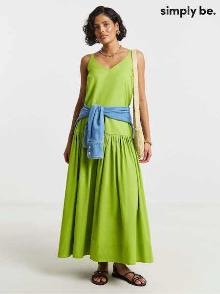 Green - Simply Be Cotton Drop Waist Dress